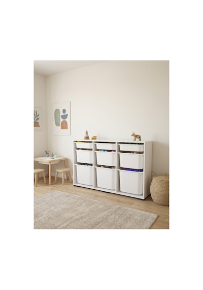 Nest 9 Sepetli Düzenleme Dolabı 3 Büyük, 3 Orta, 3 Küçük Sepetli Y:81 G:132 D:30 Cm / Beyaz