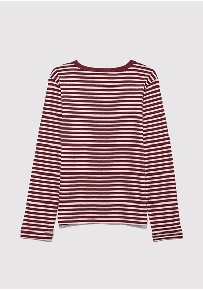Mavi - Çizgili Basic Tişört 7610351-88614 Bordo