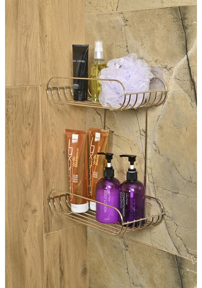 Altın İki Katlı Sabunluk / Şampuanlık /banyo Aksesuarı/köşelik/metal/paslanmaz Altın