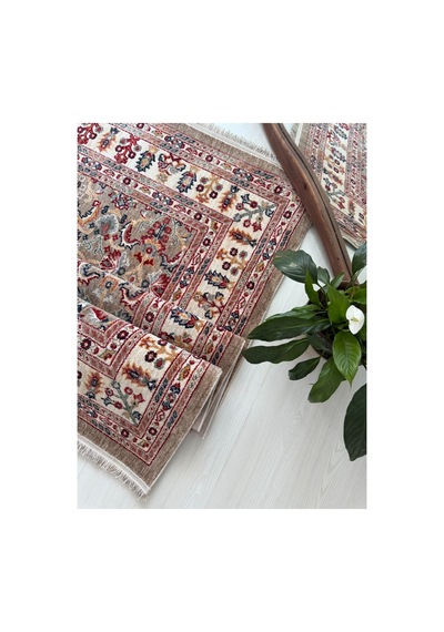 Alize Vintage Otantik Desen Salon Halısı Saçaklı Dekoratif Bej Halı Bej