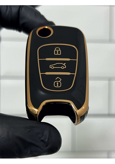 Hyundai İ10 İ20 İ30 İX30 İX35 Uyumlu Nano Anahtar Kılıfı Gold - Siyah