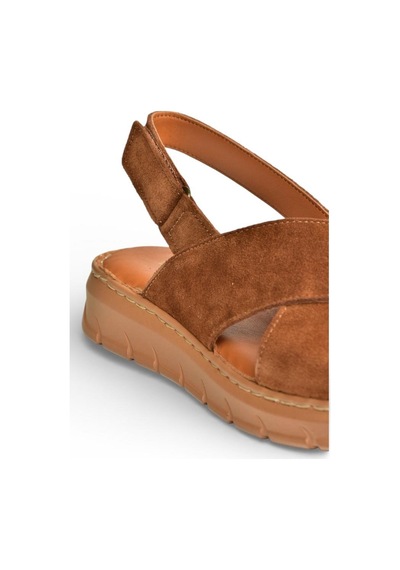 Fox Shoes Y555531102 Taba Hakiki Deri Süet Kadın Sandalet Taba