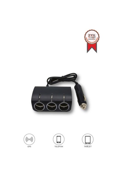 Üçlü Led Soketli Araç Şarj Cihazı 120w - Torıma G24 Siyah