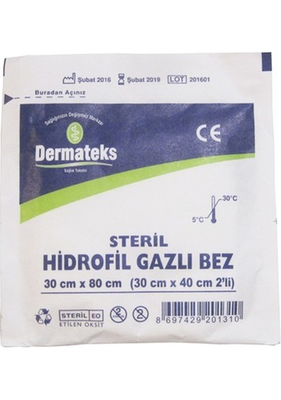 Dermateks Steril Hidrofil Gazlı Sargı Bez 30 x 80 CM 150 Adet