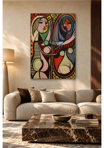 Fida Picasso Aynadaki Kız Kübist Canvas Tablo Çok Renkli