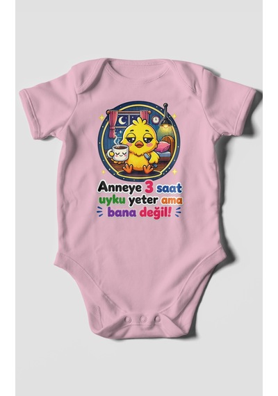 Morivokids Anneye Özel Kısa Kollu Bebek Body %100 Pamuk Zbn245-kk Koyu Pembe