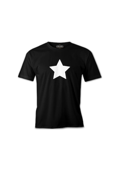 Beyaz Yıldız Siyah Erkek Tshirt