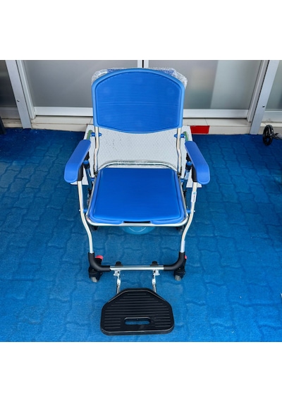 Bme320 Mavi Alüminyum Banyo Tuvalet Tekerlekli Sandalyesi
