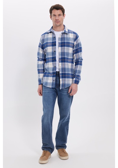 Tudors Erkek Slim Fit Dar Kesim Kareli Kışlık Oduncu Gömlek-42118 Mavi Tudors Erkek Slim Fit Dar Kesim Kareli Kışlık Oduncu Gömlek-42118 Mavi