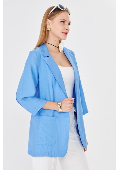 Armonika Kadın Mavi Cepli Oversize Ceket Arm-26k001005