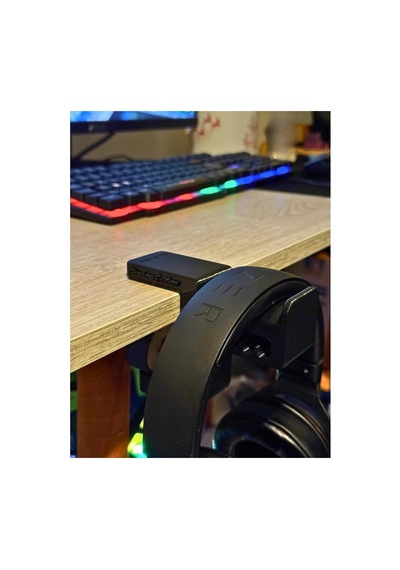 Trak3d Siyah Premium Asılabilir Kulaklık Standı-kalın Masalar İçin İdeal, Sağlam Kaydırmaz Keçeli, Ergonomik Masaüstü Askı, Shadow Edition Long