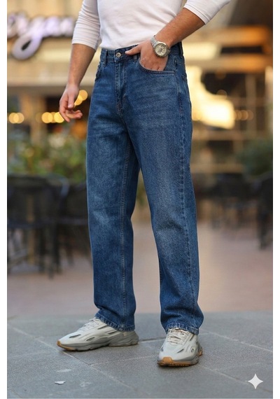 Little Cup Jeans Co Erkek Mavi Rodeo Baggy Fit Rahat Kalıp Jean Pantolon