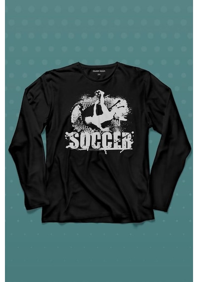 Soccer Röveşata Gol Atan Futbolcu Taktik Uzun Kollu Tişört Baskılı T-shirt 001