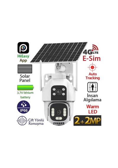 Trk-lınk Rs-5102 2x2mp 4g Dış Mekan Güneş Enerjili Pt Güvenlik Kamerası - 2 Lensli, Renkli Gece