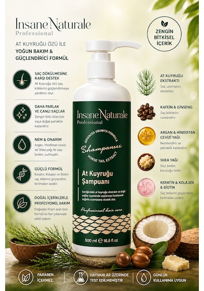 Insane Naturale At Kuyruğu Şampuanı 500 Ml Tüm Saç Tipleri