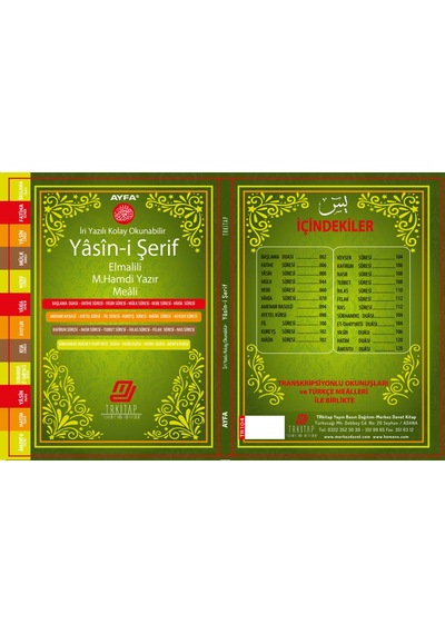 Trkitap Çok İri Yazılı Türkçeli Yasin Çanta Boy