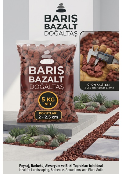 Doğal Volkanik Taşı Kırığı 2-2,5 Cm Dekoratif Bahçe Saksı Teraryum Akvaryum Taşı 5 Kg