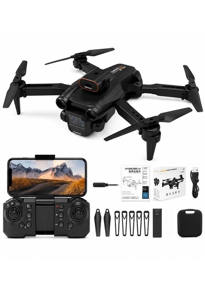 C12s Pro Dron Engelden Kaçınma Hd Kamera Optik Akış Katlanabilir Çift Elektirikli Kamera 360 Derece Dönüş Wifi Cam Kontrol Fpv Kamera Led Işıklı
