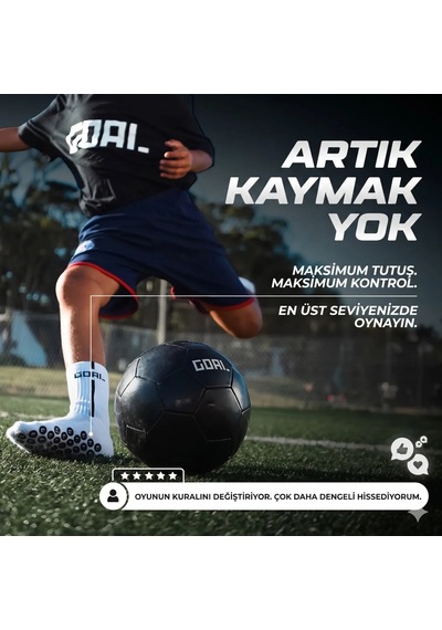 Elitse Kaydırmaz Futbol Çorabı Beyaz Bilek Destekli, Denge Ve Tutuş Sunan Spor Çorabı