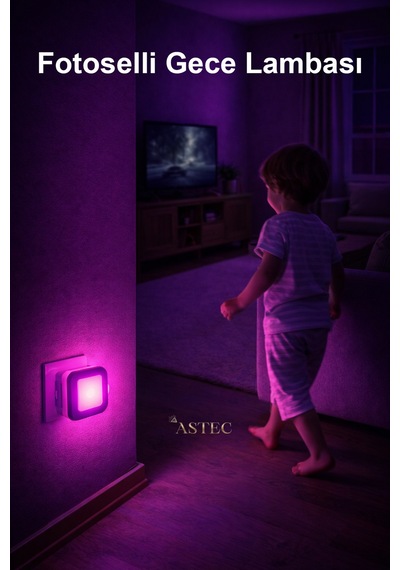 Astec Fotoselli Gece Lambası 1 Watt Tak Çalıştır Sensörlü Pembe Renk
