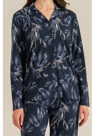 Pierre Cardin Kadın Leaves Lacivert Gömlek Pijama Takımı Pc9259-s-v1 Pc9259-s-v1