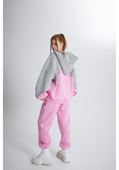 Holly Lolly Şardonlu 3 İplik Kumaş Oversize Kapişonlu Revenge Sweatshirt Pembe