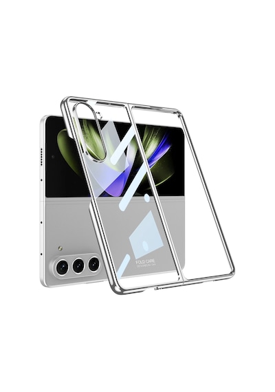 Galaxy Uyumlu Z Fold 5 Kılıf Zore Full Camlı Kıpta Kapak Gümüş
