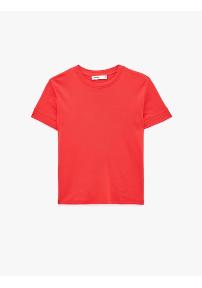 Koton Slim Fit Kısa Kollu Bisiklet Yaka Basic Tişört Kırmızı 6sak50400ek