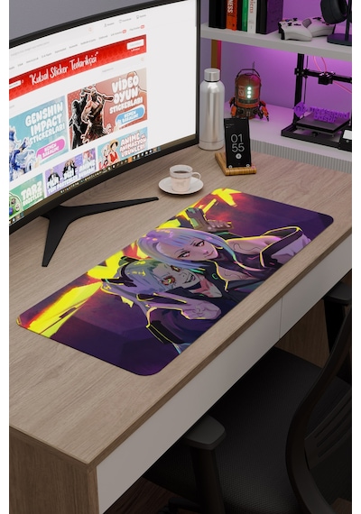 Cyberpunk Edgerunners Dikişli Kauçuk Oyuncu Mousepad V5 - 70x30 Xl Gaming Mouse Pad