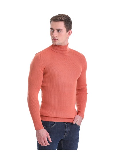 Hatemoğlu Somon Slim Fit Fitilli Balıkçı Yaka Yünlü Triko Kazak 34232023a0 Somon