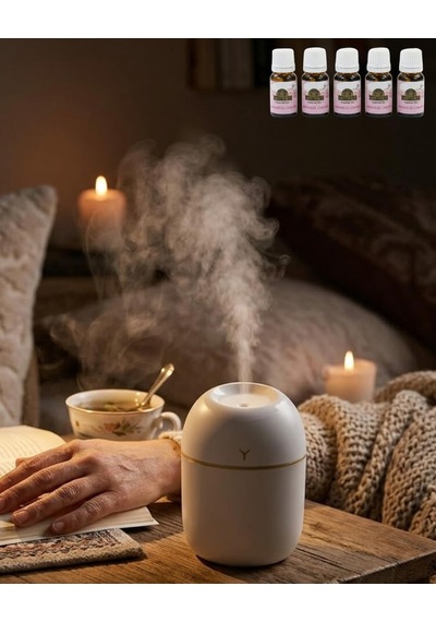 Yamanhobi Mini Nemlendirici 5 Esans  Led Işıklı Taşınabilir Aromaterapi Buhar Makinesi