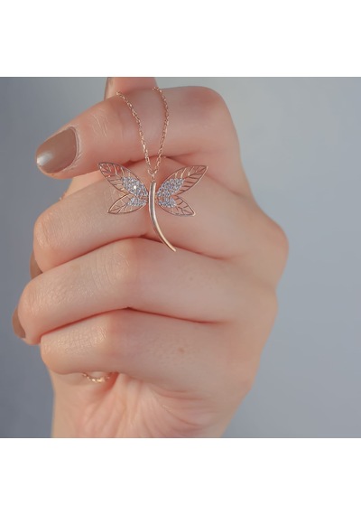 925 Ayar Rose Gümüş Yusufçuk Kolye
