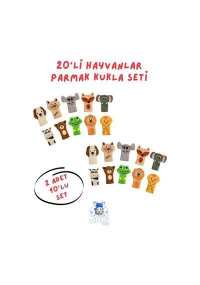 Ankitoys 20'li Hayvanlar Parmak Kukla Seti 10x2