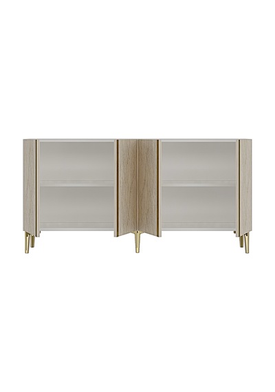 Ka1598btg Anka Konsol Ve Tv Sehpası Beyaz-traverten-gold 150cm