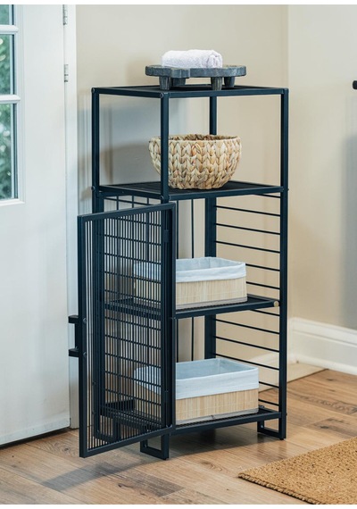 Dekoratif Metal Çok Amaçlı Dolap 4 Raflı Organizer Siyah Dekoratif Metal Çok Amaçlı Dolap 4 Raflı Organizer Siyah