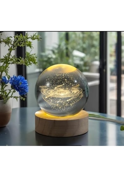 3d Kristal Cam Küre, Ahşap Soketli Gece Lambası,led, Sevgiliye Hediye, Noel, Öğretmenler Günü, Özel Tasarım Har 07379275