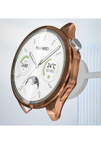 Huawei Watch Gt4 46mm Uyumlu Kasa Ekran Koruyucu 360 Tam Koruma Kılıf Kapak Rose Gold