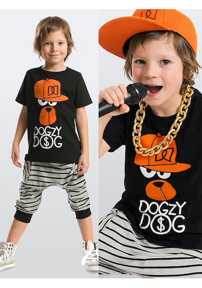 DD Hiphop Erkek Çocuk T-shirt Kapri Şort Takım