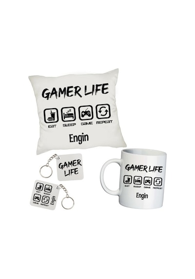 Gamer Life Isimli Kişiye Özel Oyuncu Hediye Seti