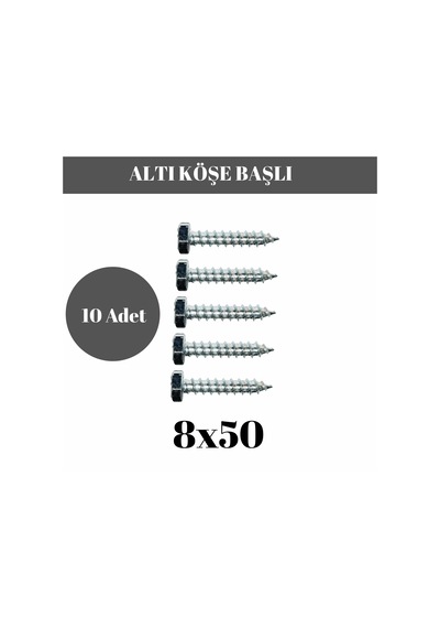 Trifon Vida 8x50 Mm Altı Köşe Anahtar Başlı Vida 10'lu Paket 8 x 50 MM