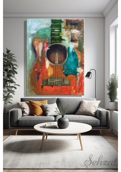 Dikey Kanvas Duvar Tablosu Tekli Salon Mutfak Yatak Odası Ofis Soyut Gitar Klasik Akustik Müzik