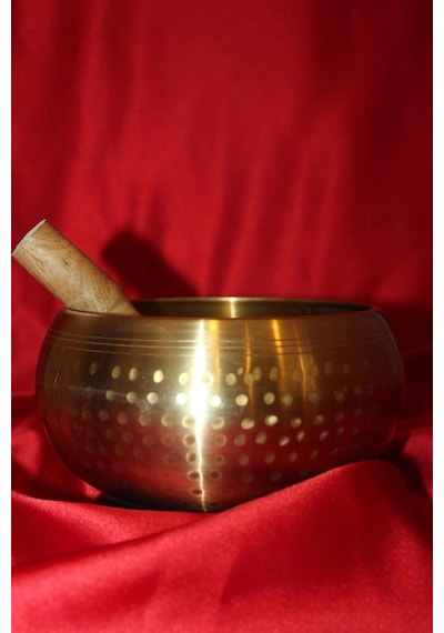 Meditasyon Çanı Tibet Çanağı Pirinç Kaplama 7 Element 16 Cm