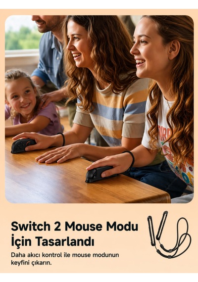 N Switch 2 Joy Con Strap Mouse Modu Uyumlu İkili Bileklik Askısı Siyah