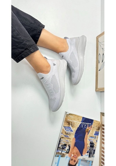 Günlük Unisex Sneaker Slip-on Nefes Alabilen Hafif Yürüyüş Bağcıksız Esnek Spor Ayakkabı 041f Buz