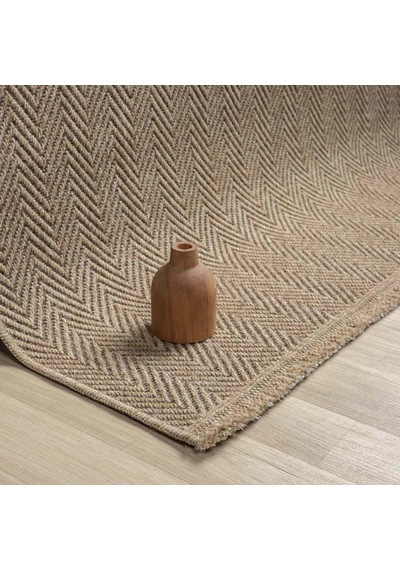 Kahve Bej Kılçık Desenli Modern Jüt Halı - L671kaın