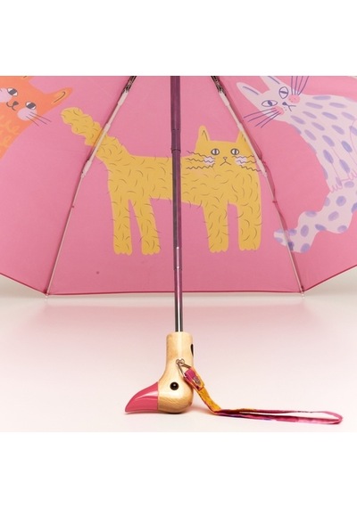Original Duckhead Duck Kompakt Şemsiye Arty Cats Fuschia renkli