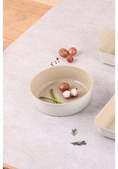 Neoflam Fika Alüminyum Döküm Yuvarlak Fırın Tepsisi Bej 26cm Krem