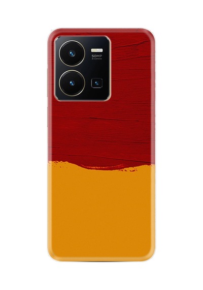 Vivo Y36 Kılıf Silikon Desen Özel Seri Sarı Kırmızı Boya 1708
