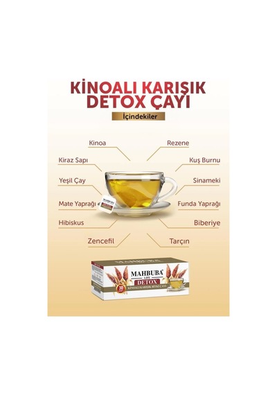 Mahbuba Kinoalı Karışık  Diyet Glutensiz Form Bitki Çayı 1 Aylık - 30 Kullanım Net 60gr X 2