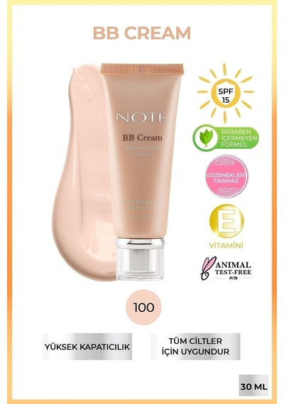 Note Bb Cream Spf 15 Nemlendirici Etkili Yoğun Kapatıcı Bb Krem - 100 Porcelain